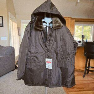 NWT Image First Faux Fur Mens 2XL brown waterproof and insulated parka / jacket